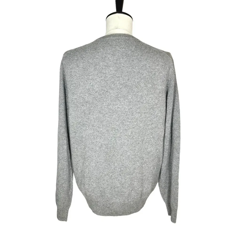Allen Solly | Men | 100% 2-Ply Cashmere Gray Argyle V-Neck Sweater | Size Large